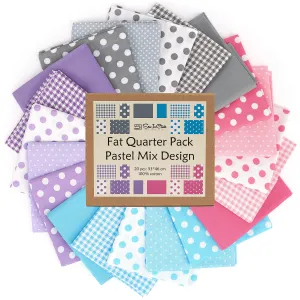 20 Fat Quarter Bundle -100% Cotton | Basic Mix Design - 20 pcs - baby's Colors - 5  Patterns | Quilting & Crafting Fabric | Special Gift Set