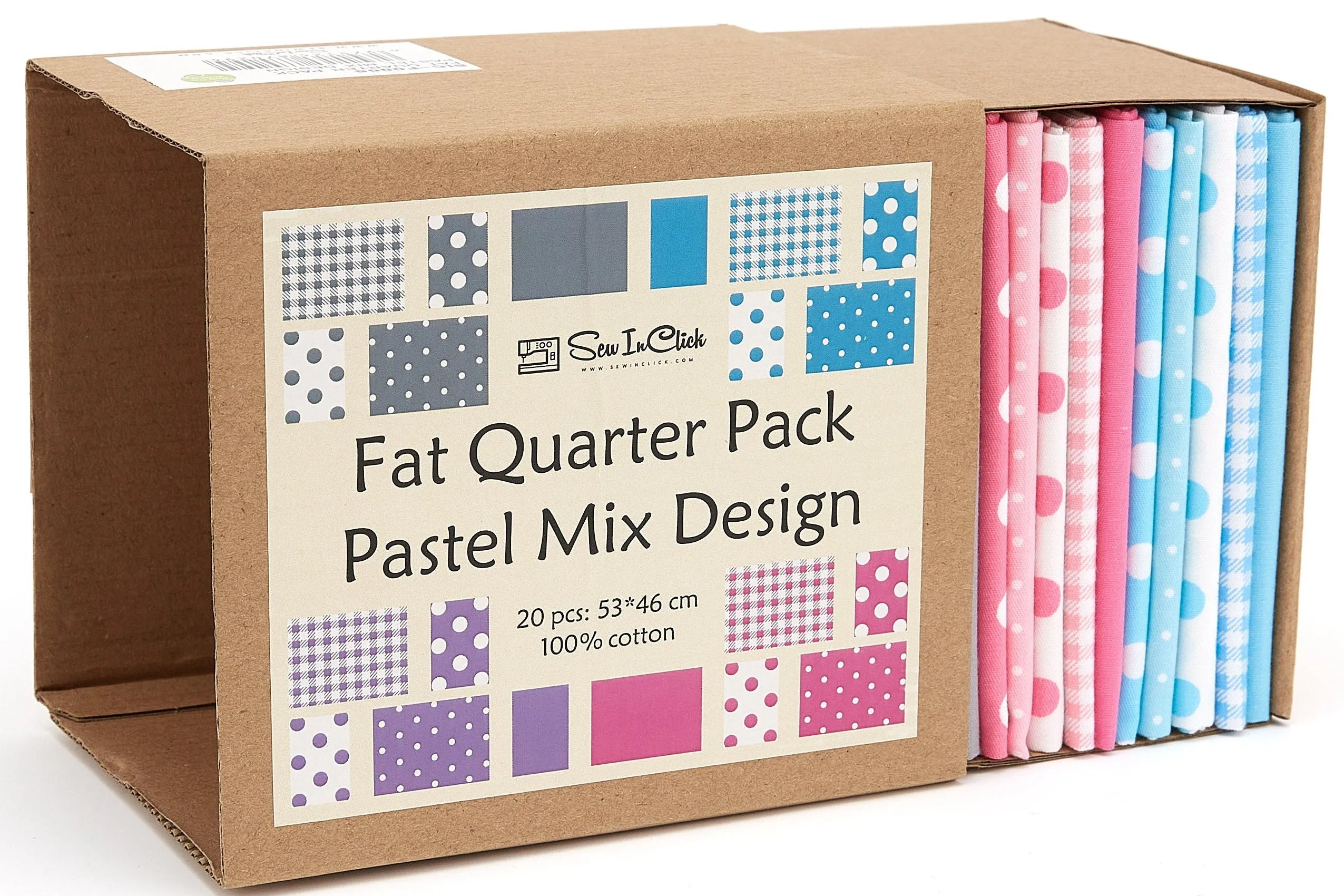 20 Fat Quarter Bundle -100% Cotton | Basic Mix Design - 20 pcs - baby's Colors - 5  Patterns | Quilting & Crafting Fabric | Special Gift Set