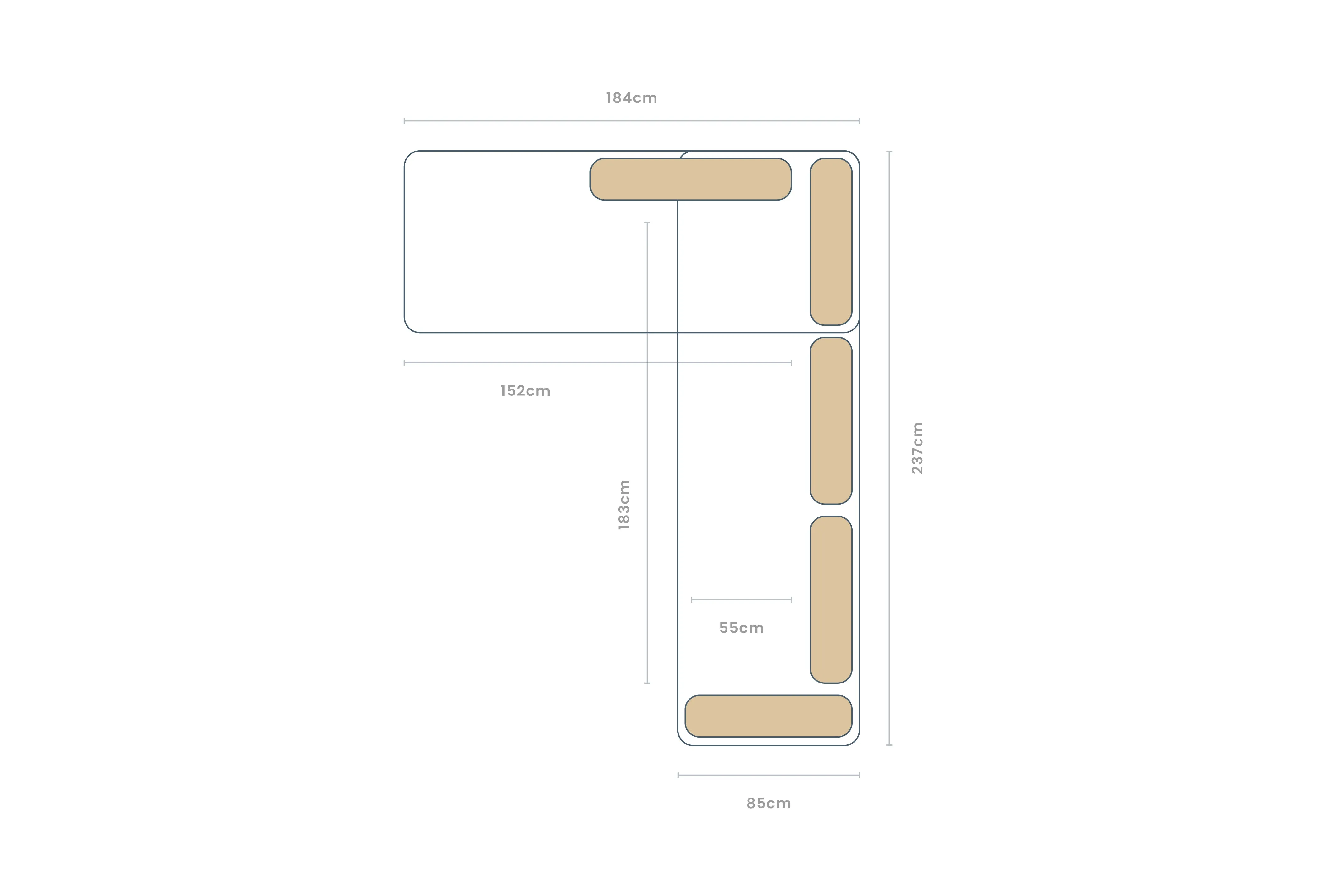 Amelia | Chaise Sofa Option 2 | Softgrain Mocha