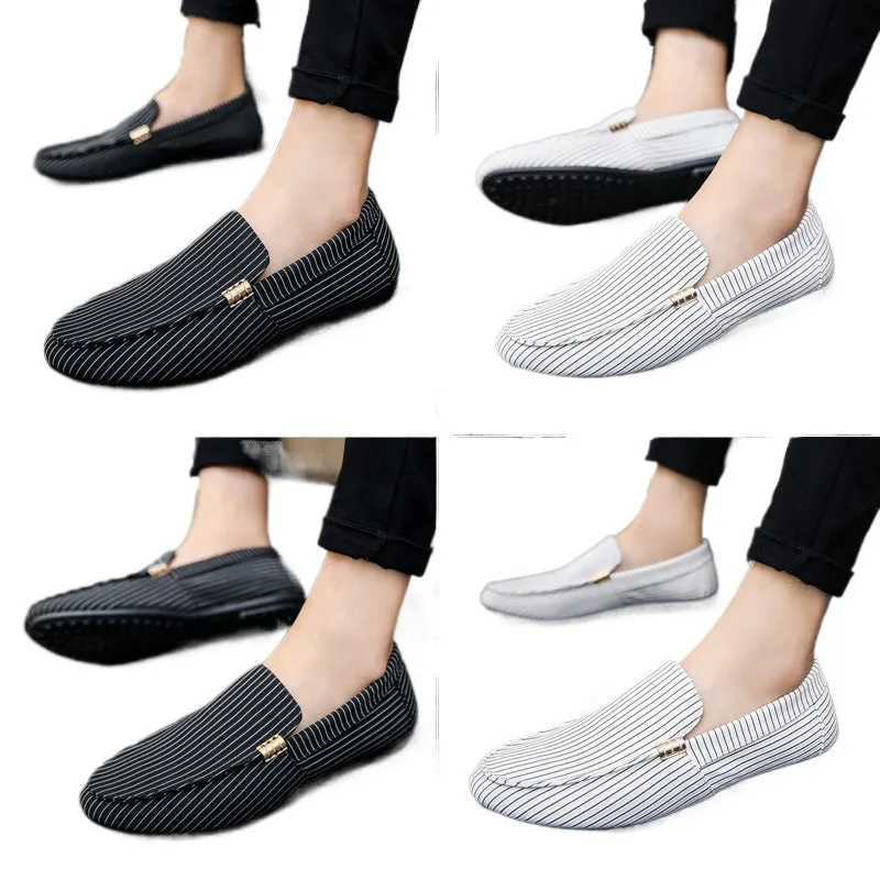 Autumn men's shoes social guy casual shoes lazy tide shoes striped Doudou shoes men's foreign trade large size cross-border