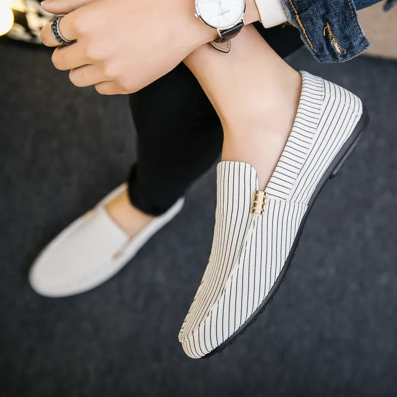 Autumn men's shoes social guy casual shoes lazy tide shoes striped Doudou shoes men's foreign trade large size cross-border