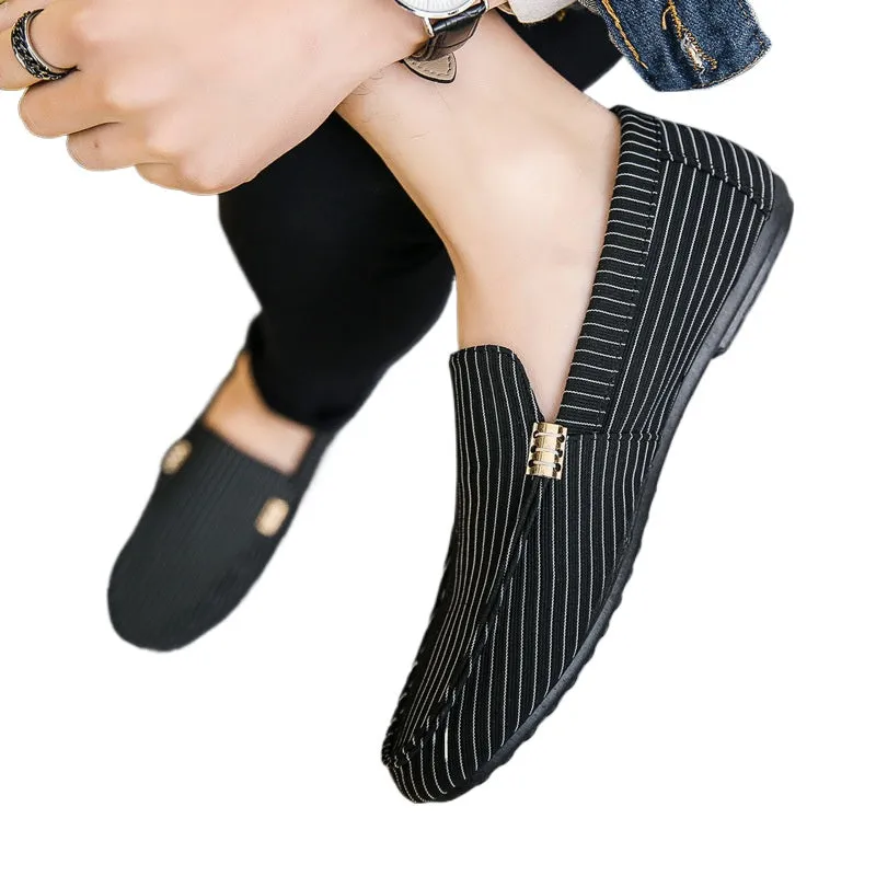 Autumn men's shoes social guy casual shoes lazy tide shoes striped Doudou shoes men's foreign trade large size cross-border
