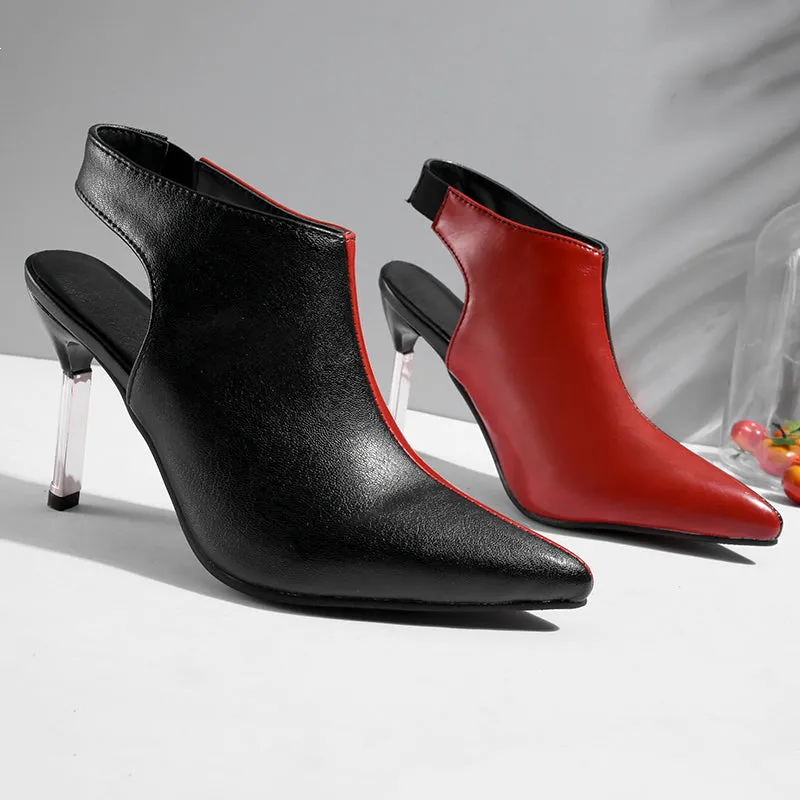 Bigsizeheels Pointy double color stilettos - Black/Red
