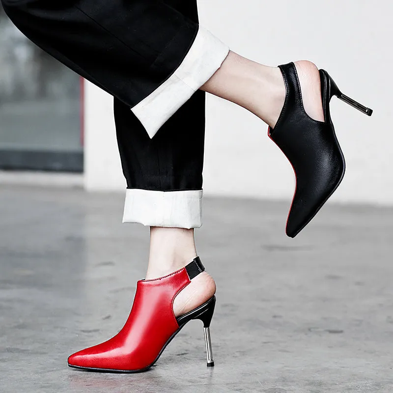 Bigsizeheels Pointy double color stilettos - Black/Red