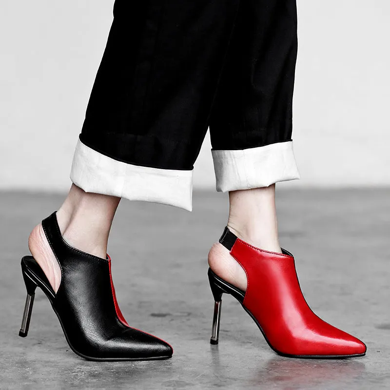 Bigsizeheels Pointy double color stilettos - Black/Red