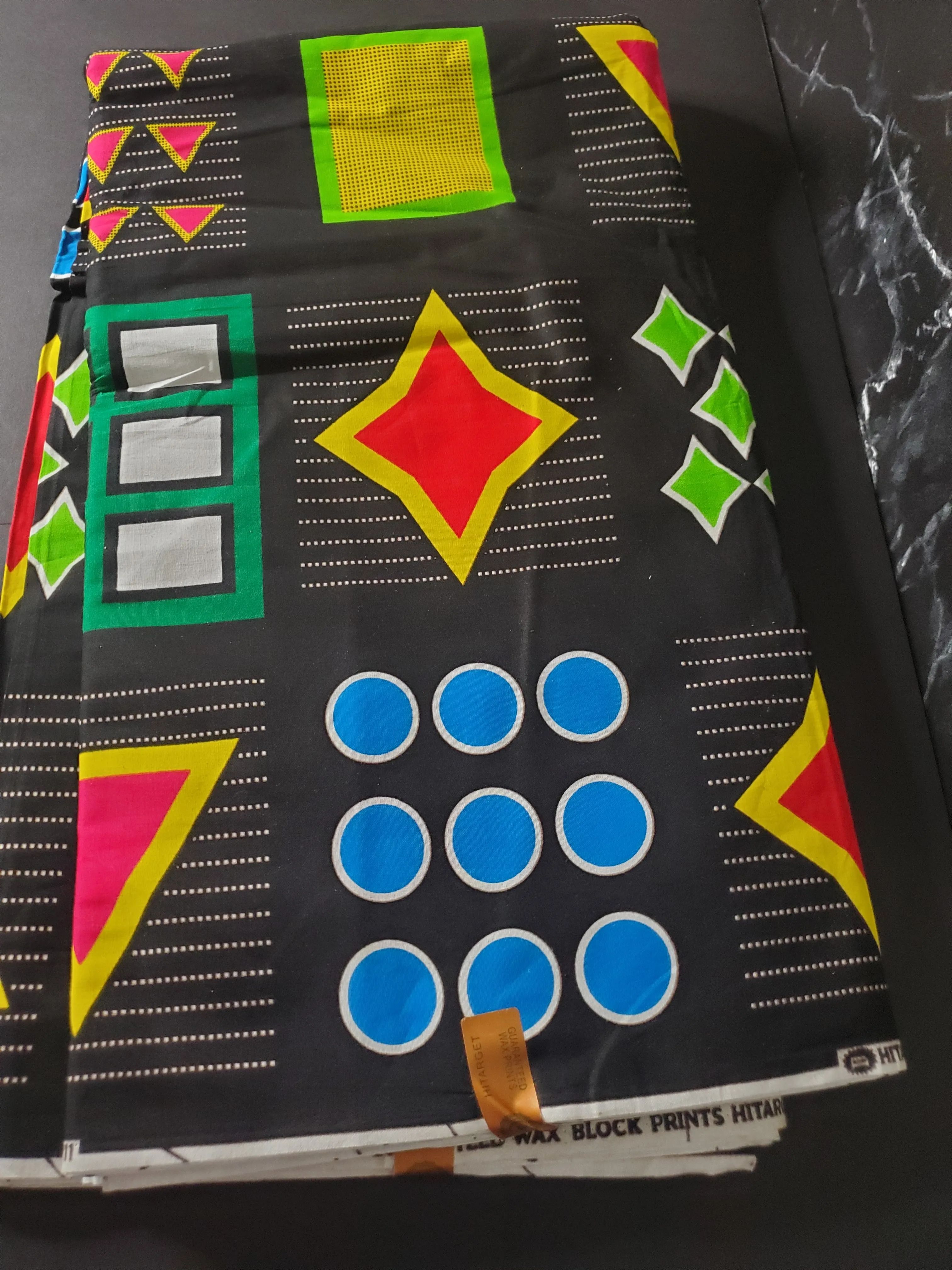 Black, Blue, Green, and Pink African Ankara Fabric