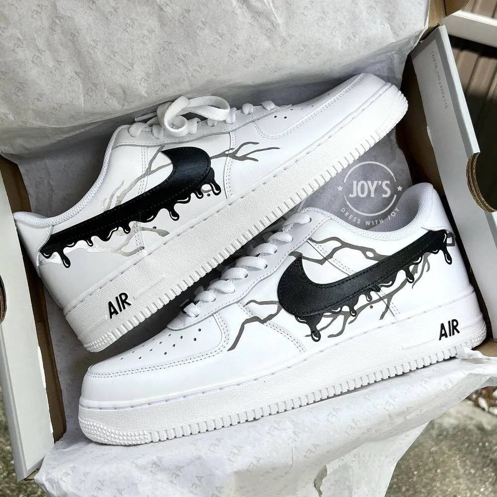 Black Drip Reflective Lightning Bolt Custom Air Force 1