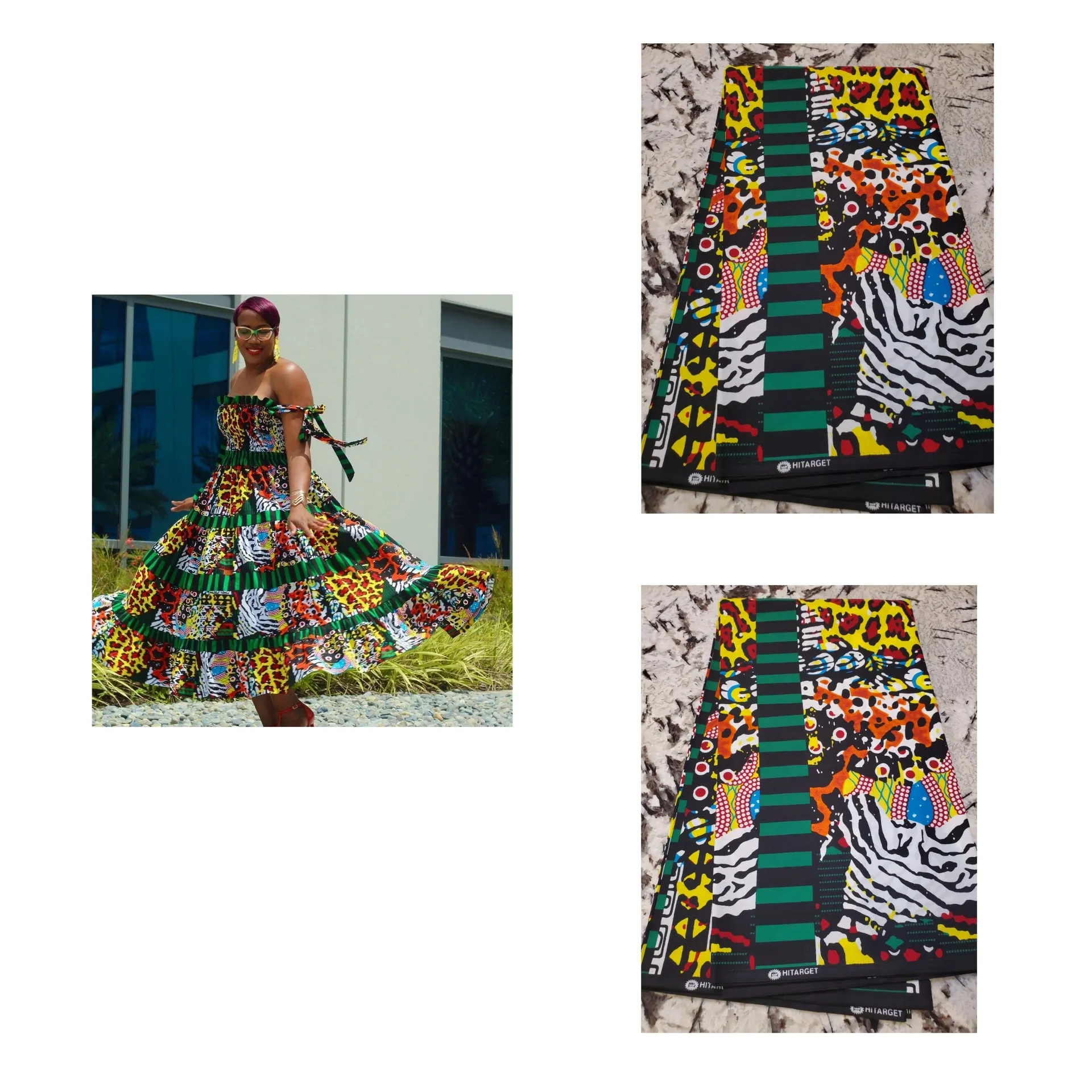Black, Green, Blue and Red African Ankara Fabric