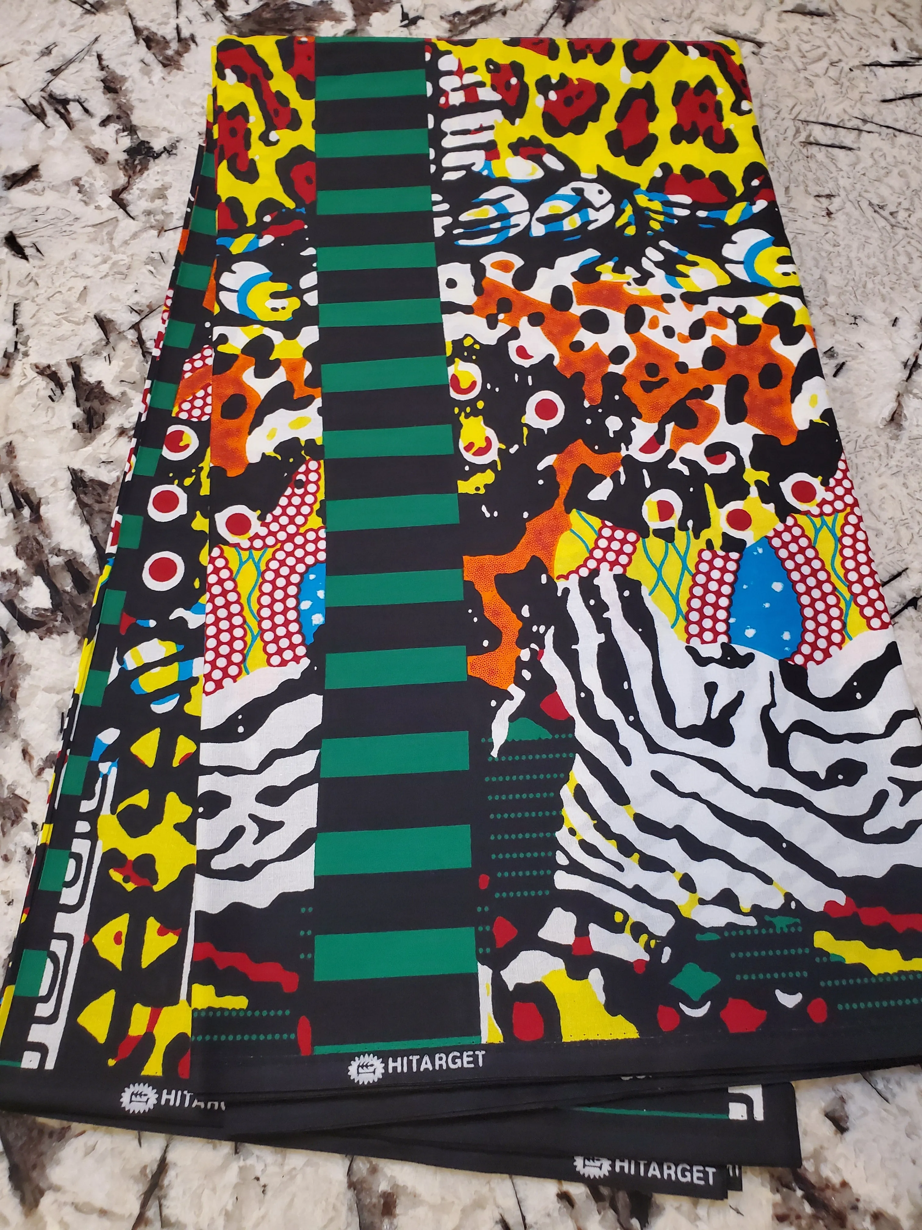 Black, Green, Blue and Red African Ankara Fabric