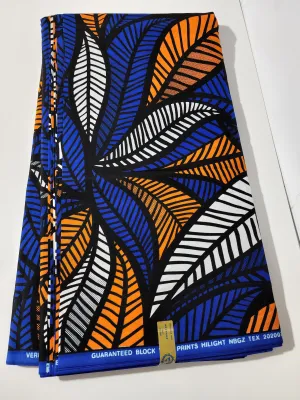 Blue and Orange Ankara Print Fabric, ACS0072