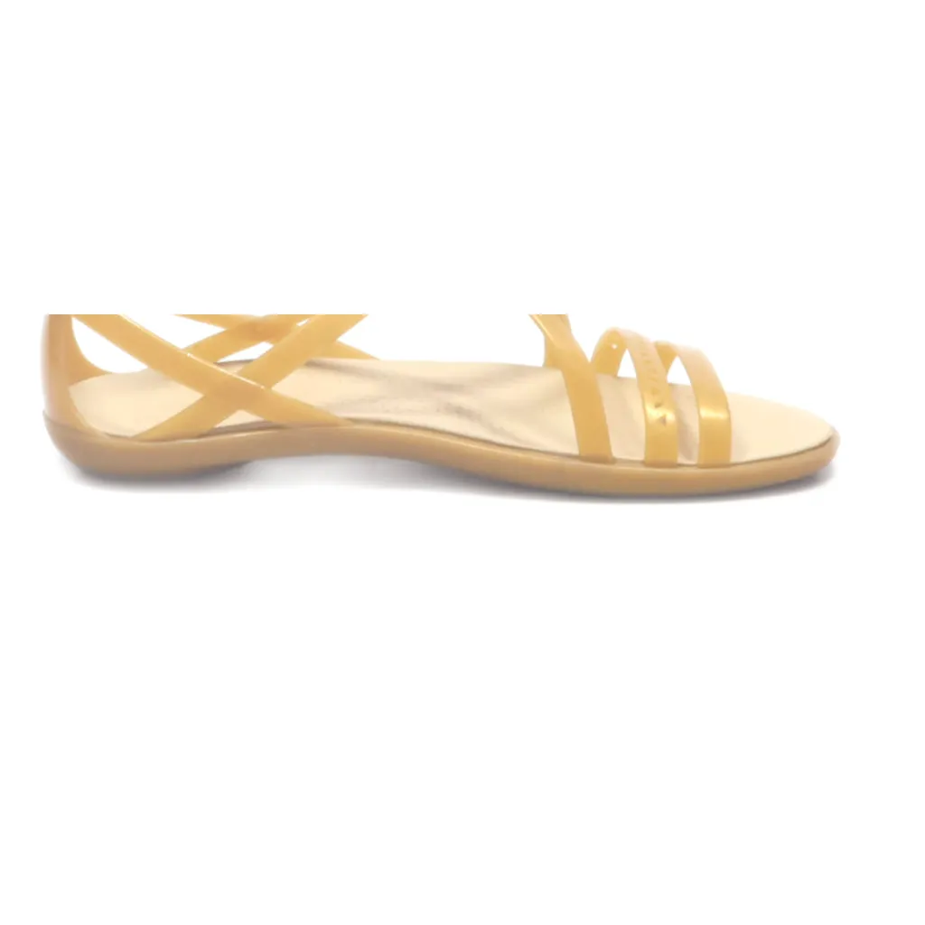 Crocs Isabella Flat Sandals Rubber Gold Colour For Women