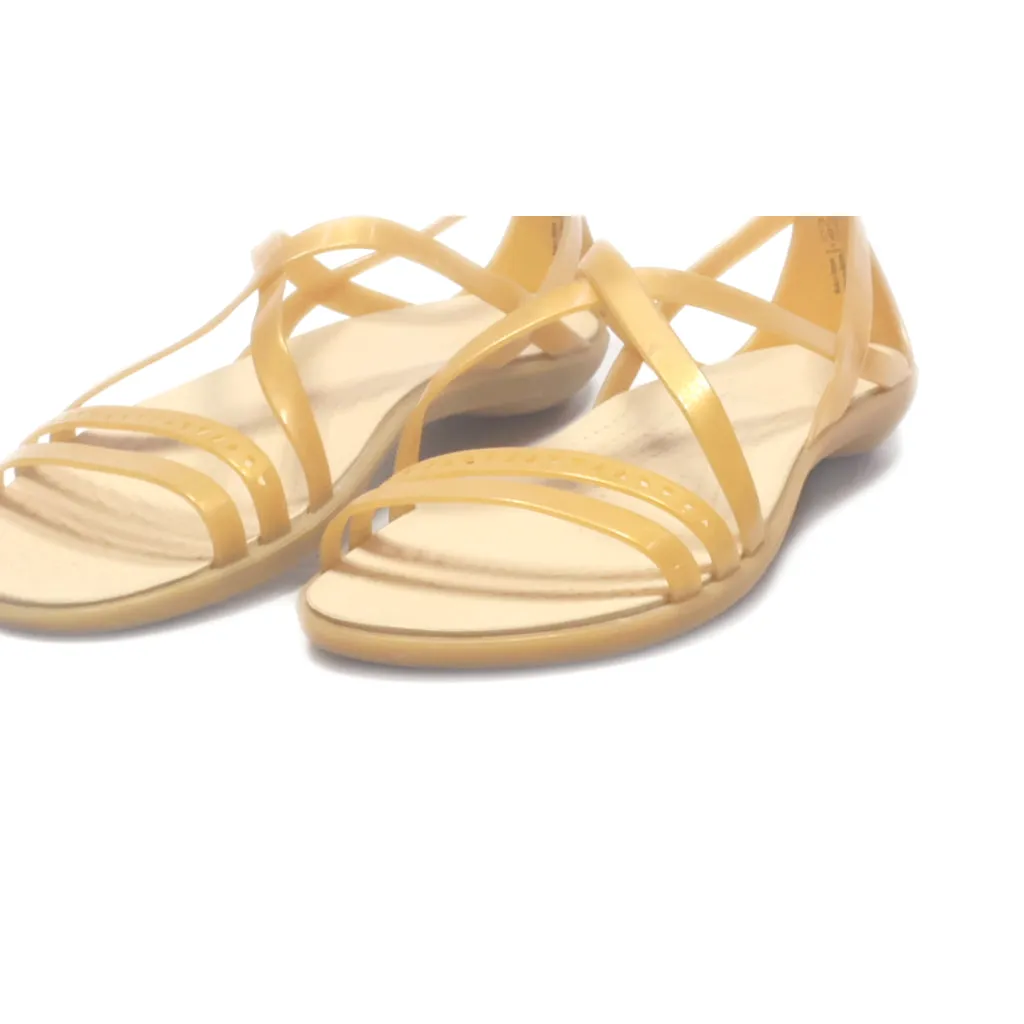 Crocs Isabella Flat Sandals Rubber Gold Colour For Women