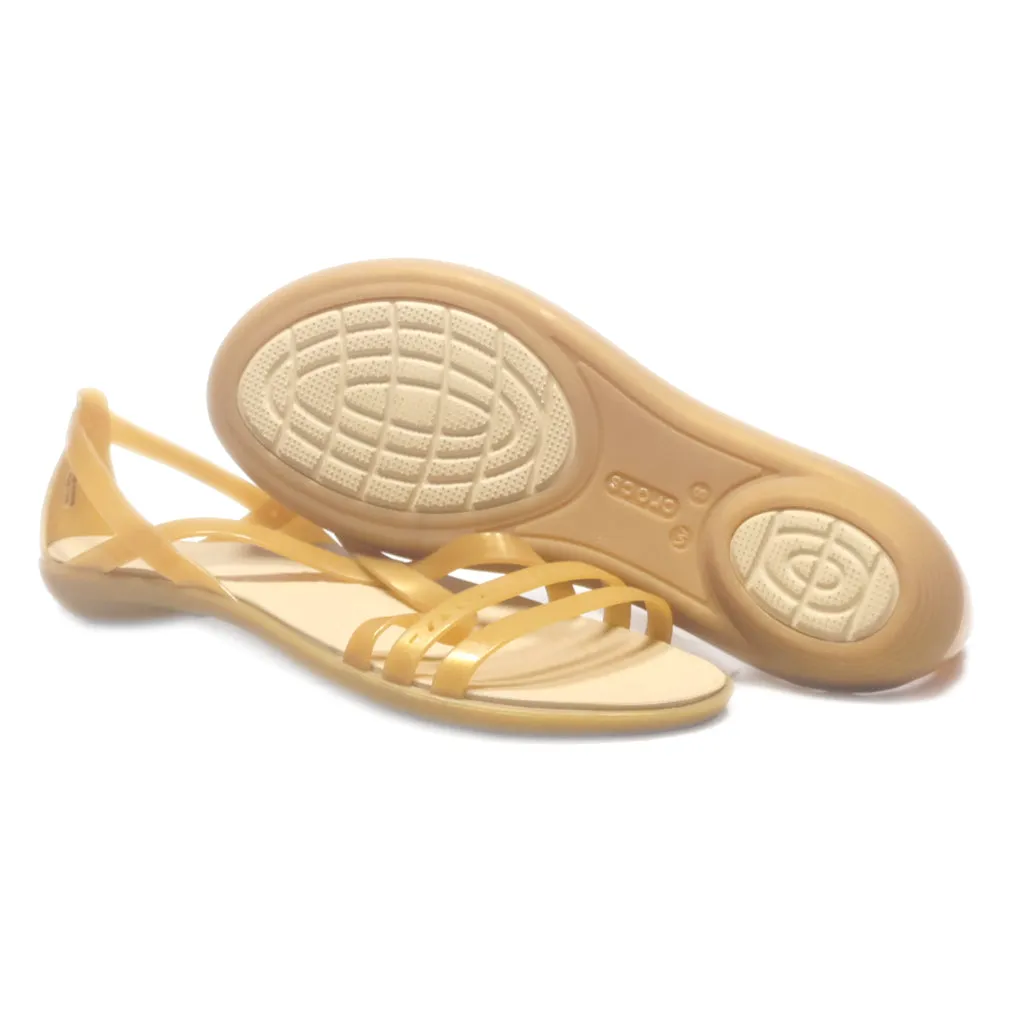 Crocs Isabella Flat Sandals Rubber Gold Colour For Women