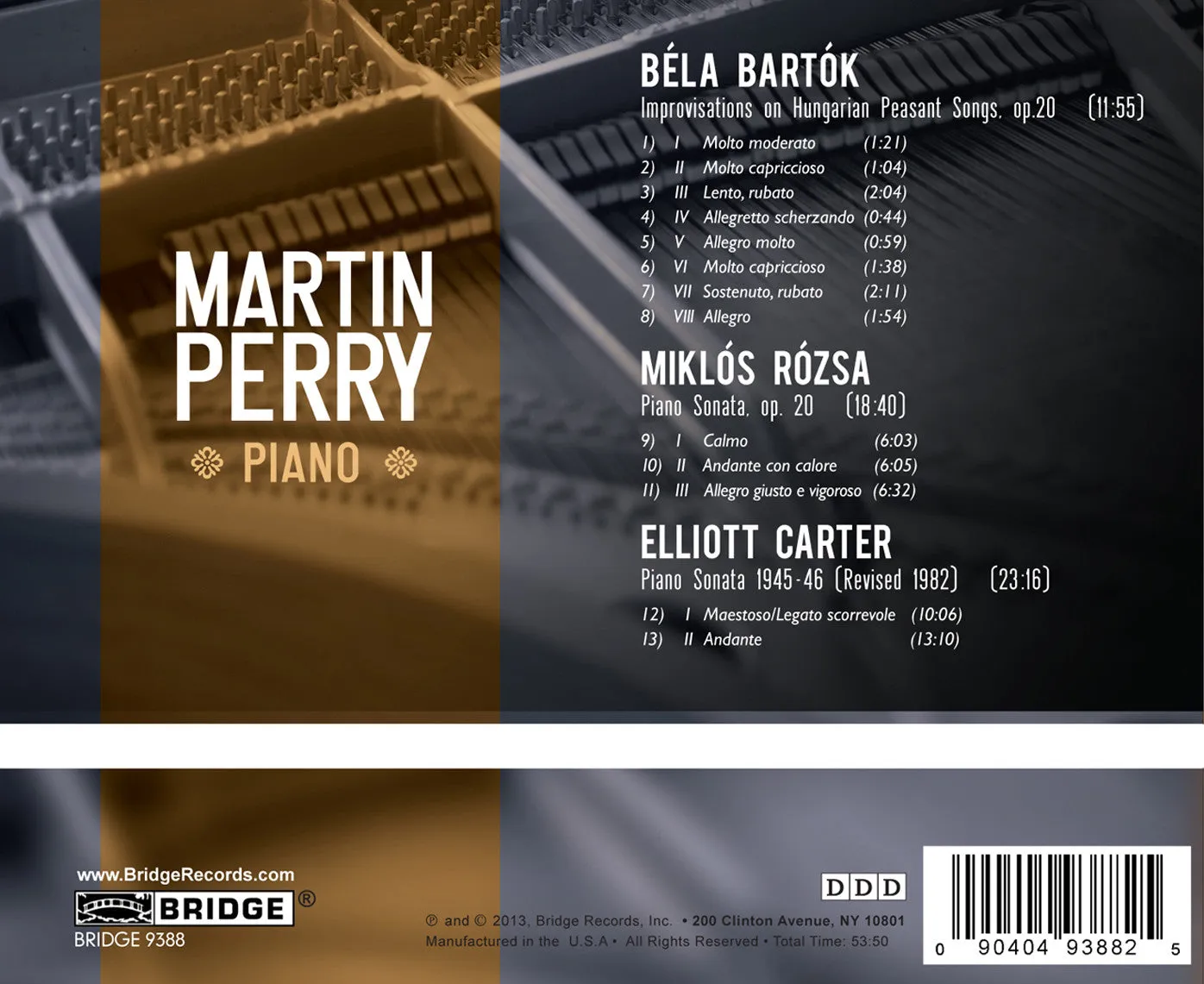 Martin Perry plays Bartók, Rózsa & Carter <BR> BRIDGE 9388