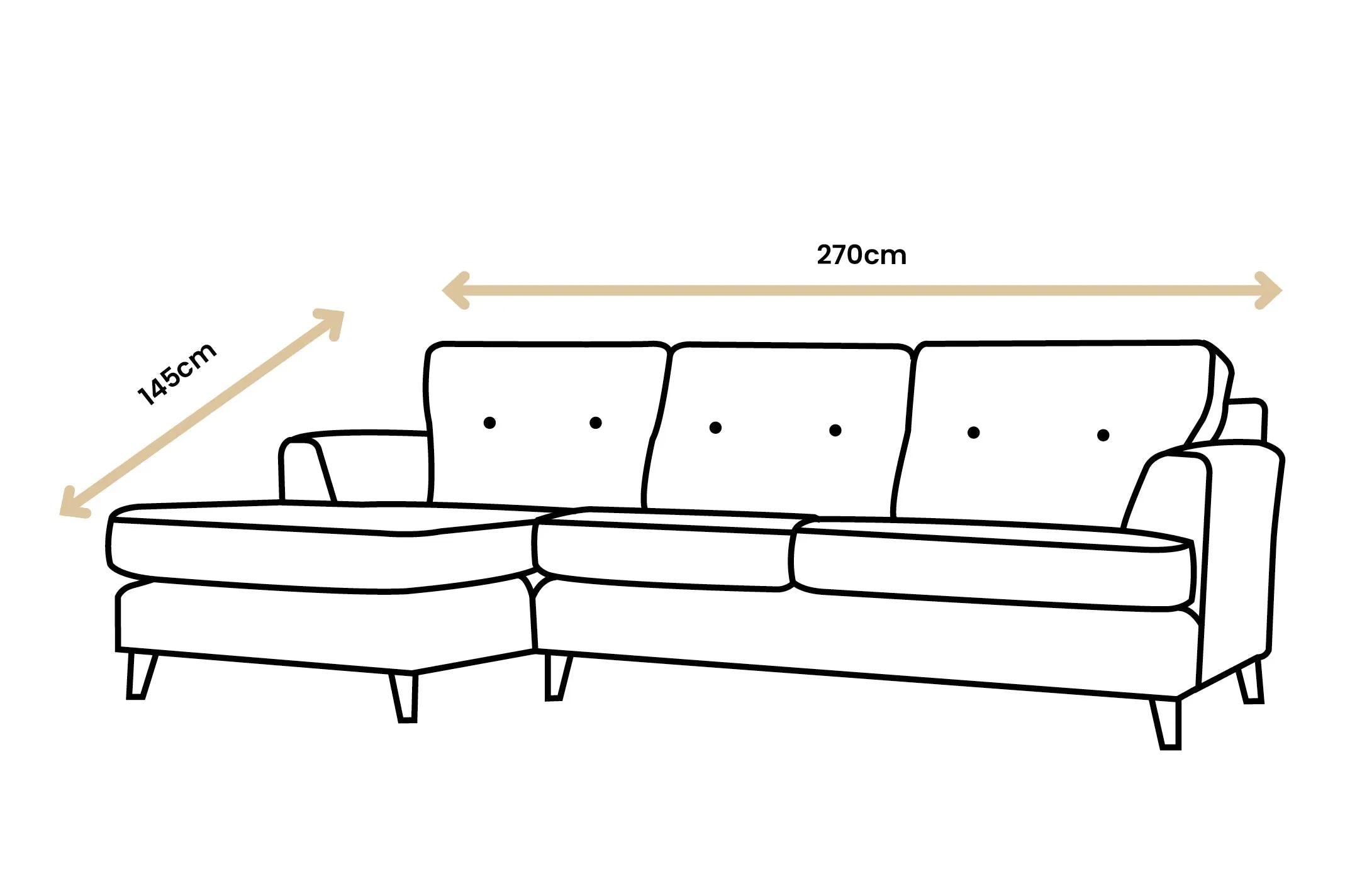 Poppy | Chaise Sofa Option 2 | Softgrain Grey