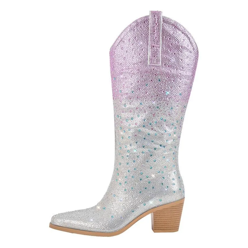 Pre Order:  Gradient Rhinestone Cowboy Boots