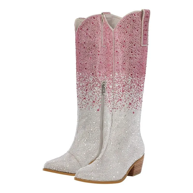 Pre Order:  Gradient Rhinestone Cowboy Boots