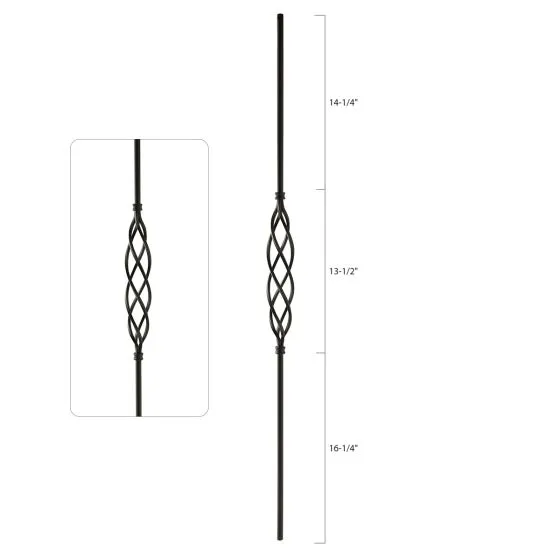 Steel Tube Balusters | 1/2" Round Series | Single Long Basket