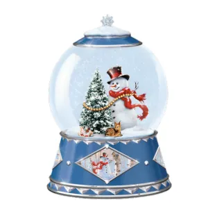 The Bradford Exchange A Snowy Wonderland Glitter Globe Hand-Cast Winter Scene with Musical "We Wish You a Merry Christmas" Melody & Snowflake Swirl Christmas Decorations by Dona Gelsinger 5.5-Inches