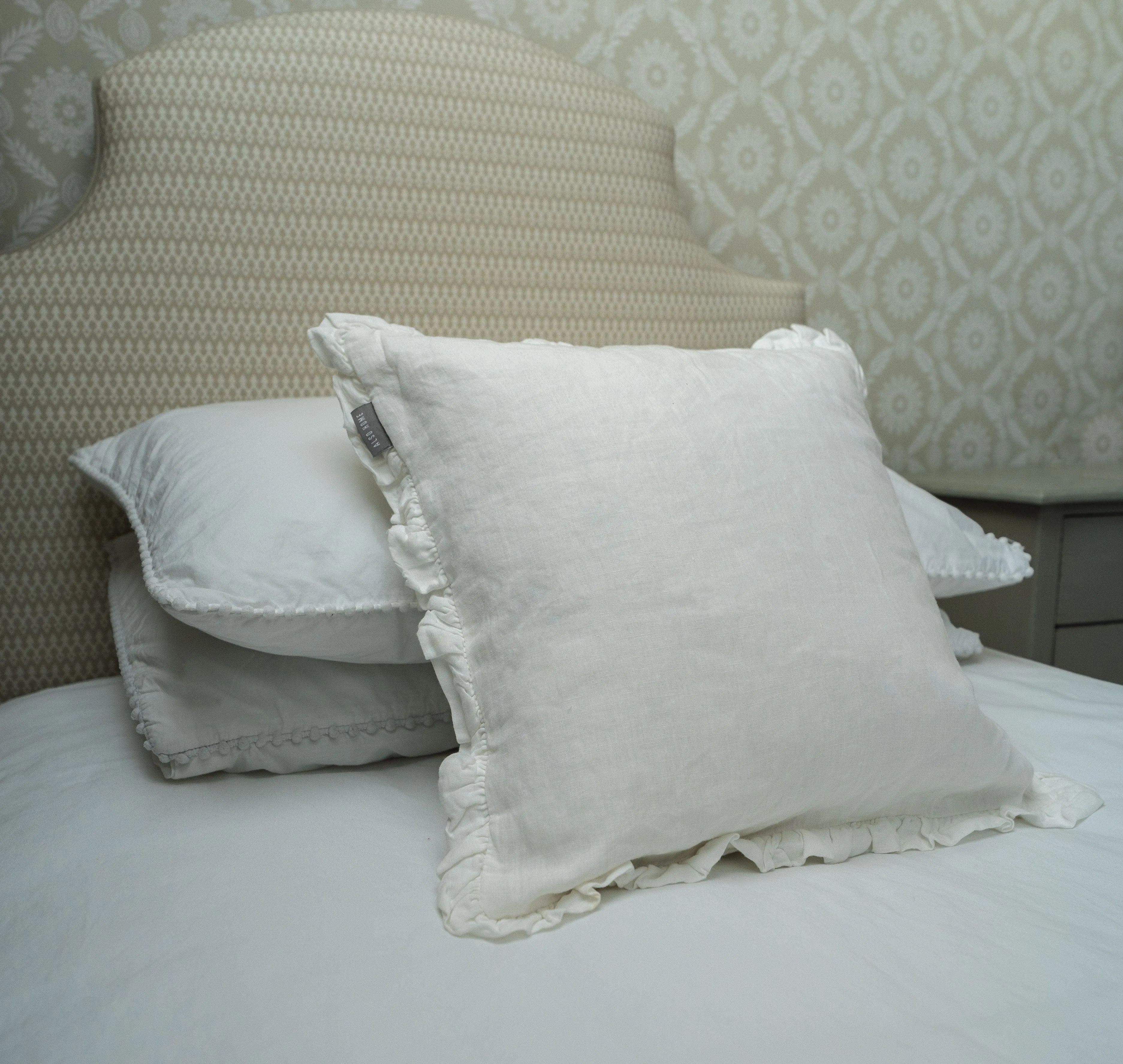 White Duck Feather Filled Linen Throw Cushion